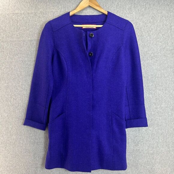 Womens Beyond Threads Small (?) Alpaca Wool Blue Purple Button Front Jacket Coat - Picture 2 of 15